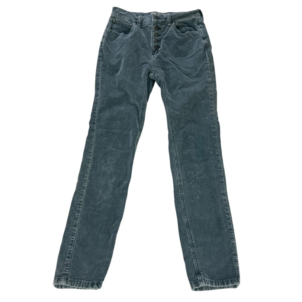 We The Free Free People Slim Corduroy Pants Slate Blue Gray Button Fly Size 25